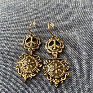 Lucky Brand Peace Sign Dangling Earrings